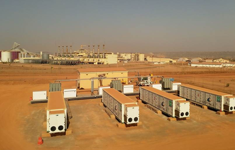 Fekola Gold mine BESS with Thermal power plant in the background