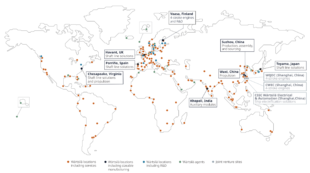 Map of Wärtsilä locations