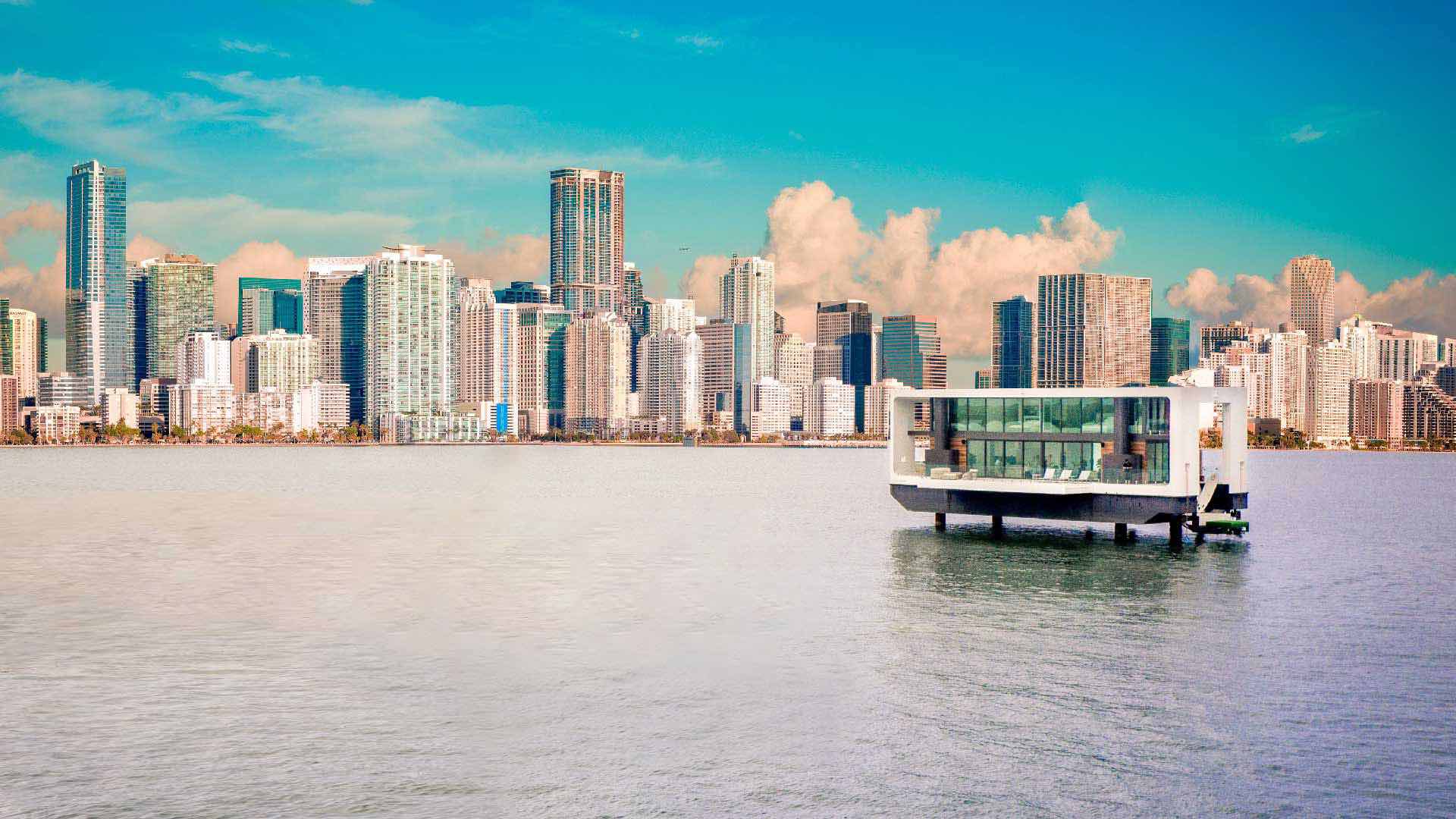 City, floating house