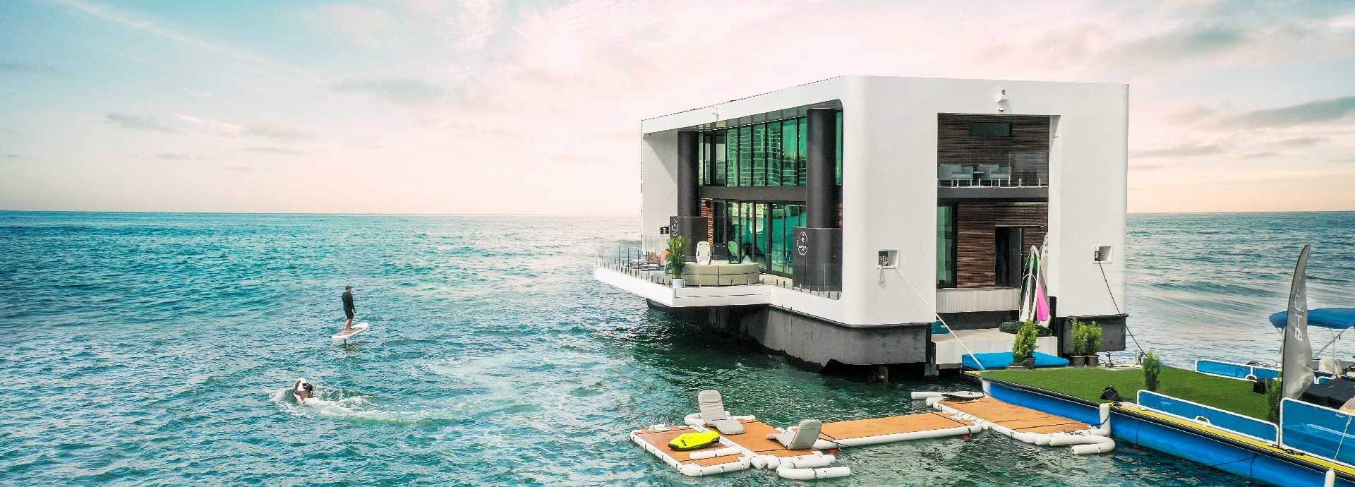 Floating house, ocean