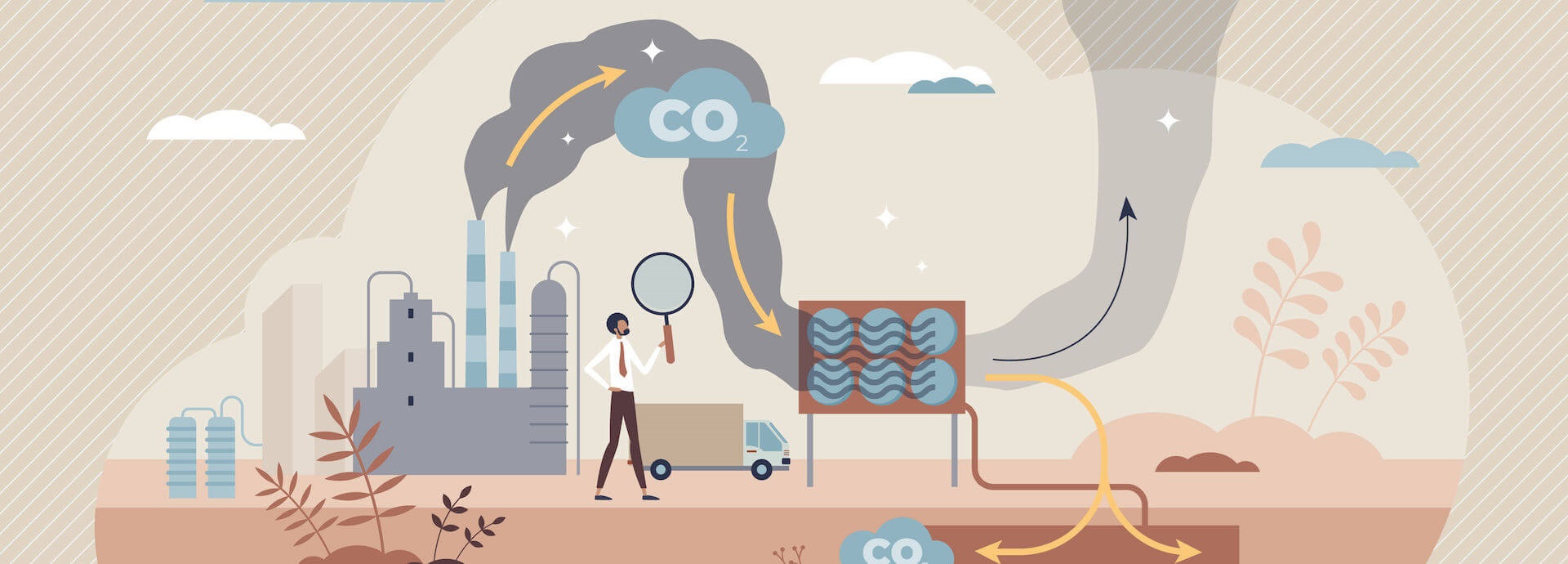 Carbon tech, Carbon, CO2, illustration
