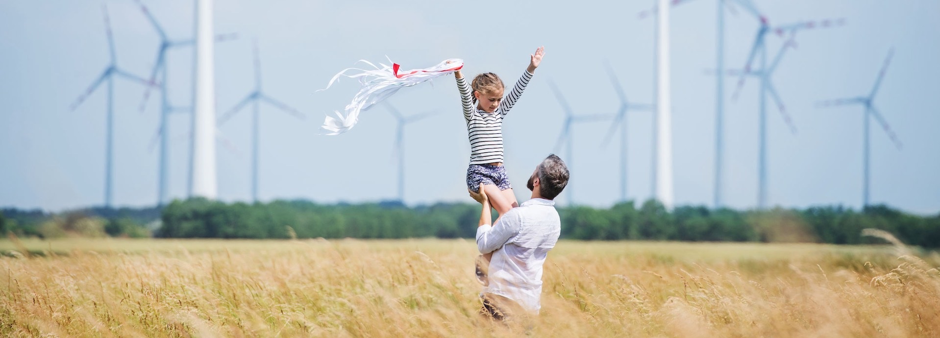 wind power, father and child