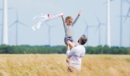 wind power, father and child