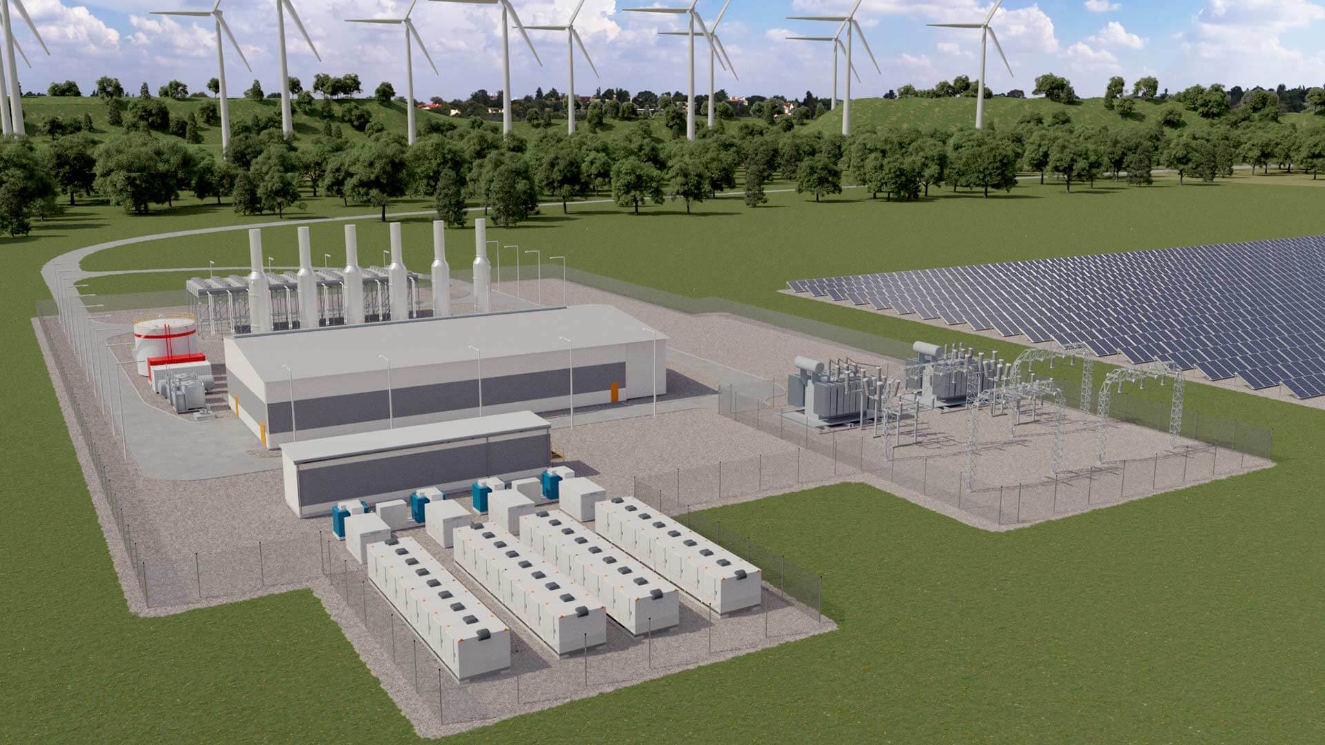 Plant rendering of Wärtsilä 34SG Balancer solution.