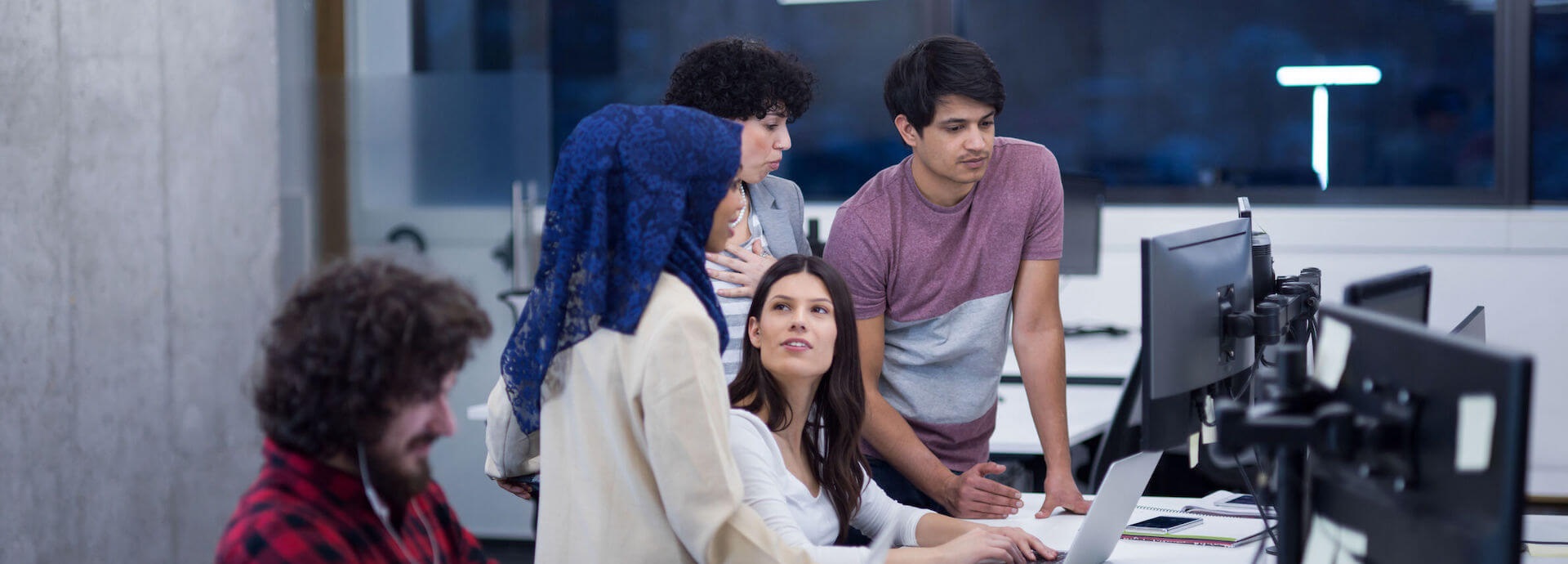 Team, multicultural workplace, tech