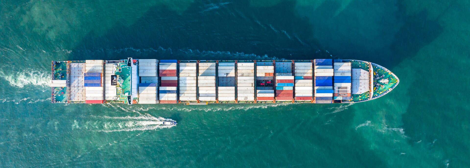 aerial view of a container ship