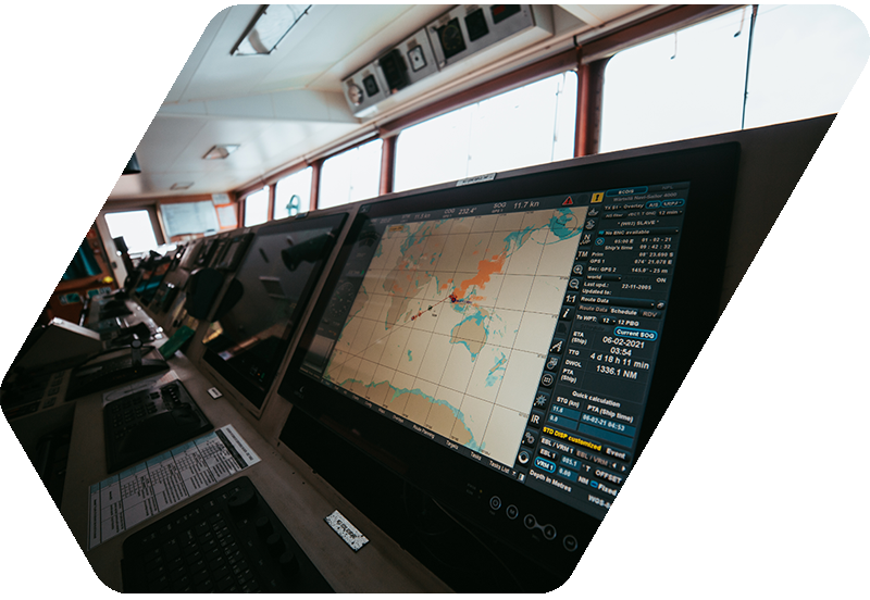 ECDIS monitor on a bridge of a vessel