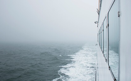 Foggy view from ferry