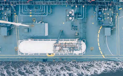 Ship with LNG tank
