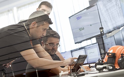 Men working with tablet