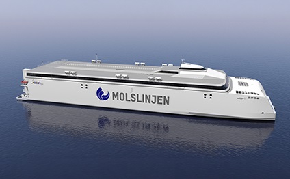 3D illustration of Molslinjen ferry