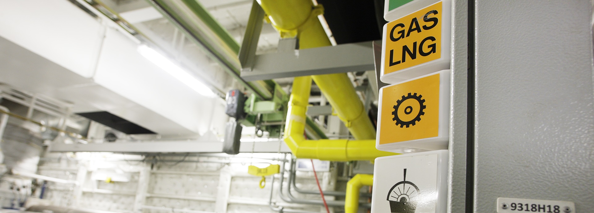 Details of signs on the wall of Viking Grace engine room