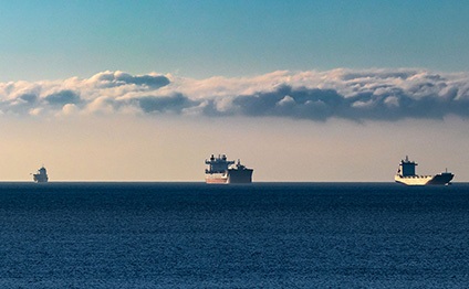 Container ships at sea