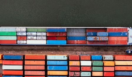 Container ship in harbour