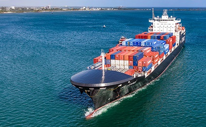 Container ship on sea