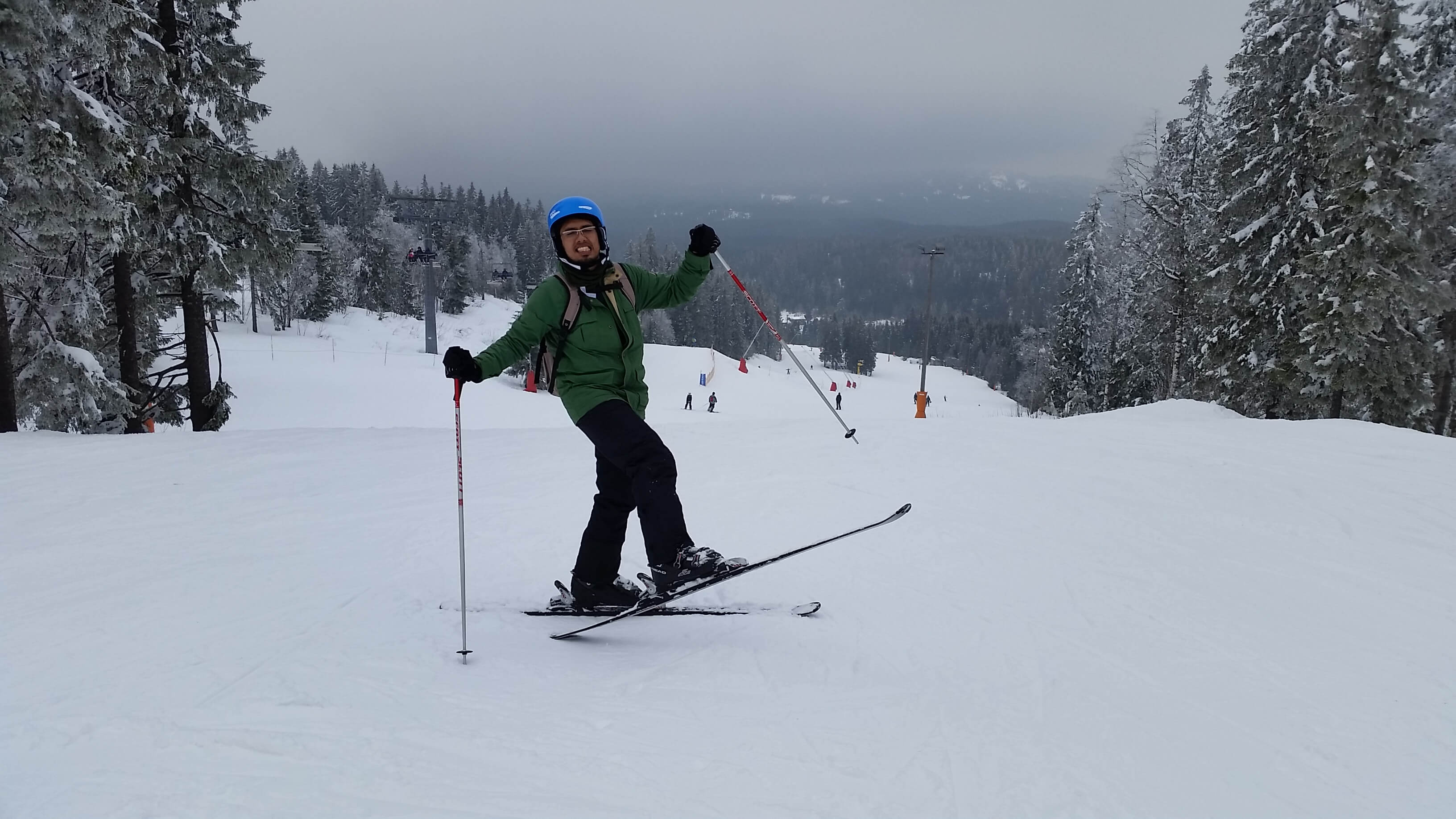 Syawalianto Rahmaputro skiing in Oslo Winter Park