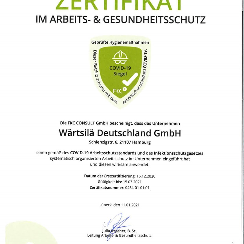 FKC COVID-19 OHS certificate WDE Q1 2021