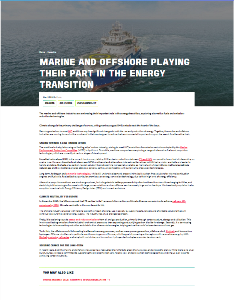 MARINE AND OFFSHORE PLAYING THEIR PART IN THE ENERGY TRANSITION