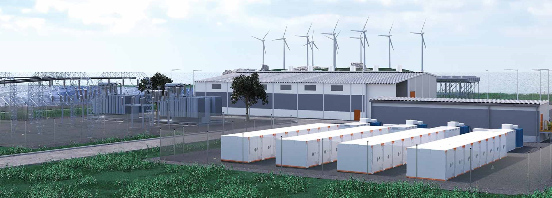 Wärtsilä hybrid power plant rendering