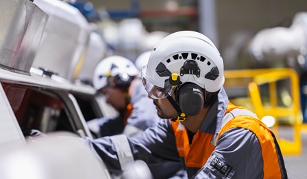 Engineers performing maintenance job in Senayan powerplant.