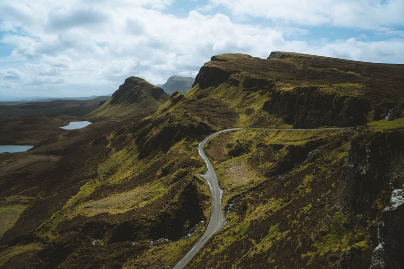 Lush green mountains in Scotland