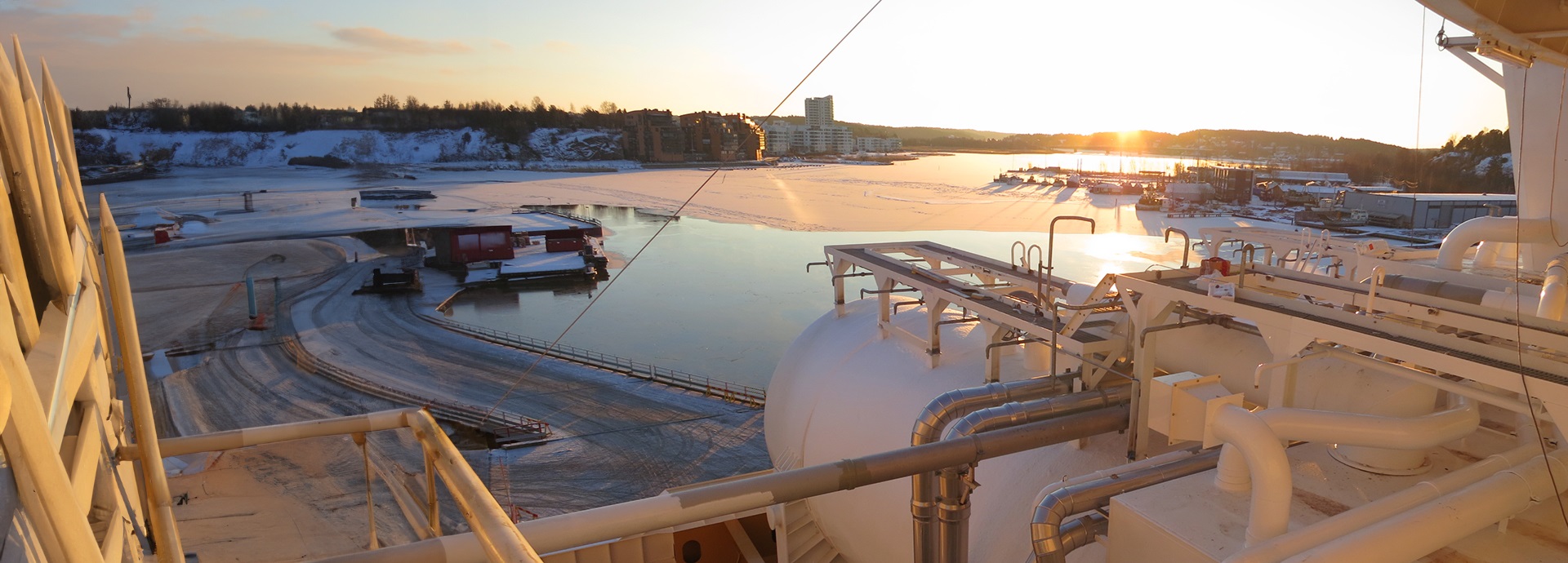 Top View of LNG Tanks mounted on the stern of Viking Grace