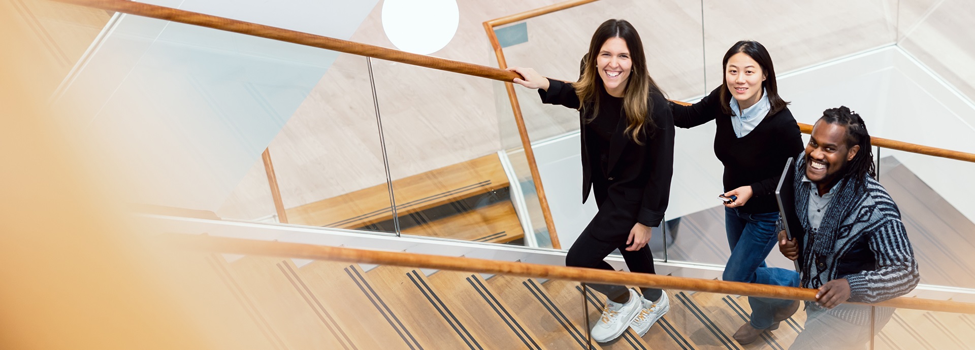 People go up the stairs