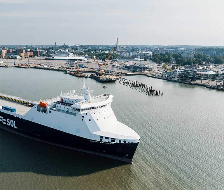 Freight vessel in port