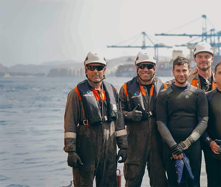 Service men at pier