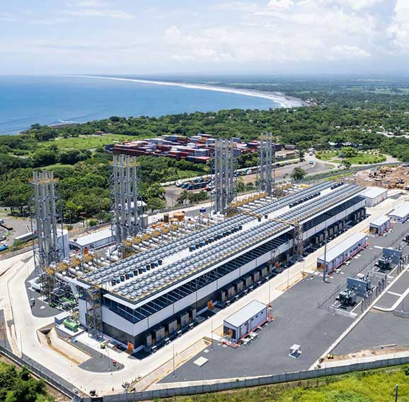 Power plant next to sea