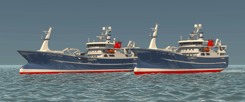 Illustration of the two new fishing vessels for the Scotland based fishing company Lunar Fishing, which will feature Wärtsilä’s main propulsion and control equipment.