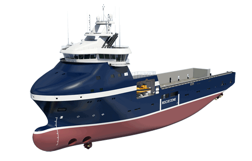 Rendering of Wärtsilä VS 485 Arctic ship design for REM Offshore PSV