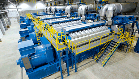 The new power plant will consist of twelve quick-starting Wärtsilä 34SG engines, similar to these shown in a 203 MW Smart Power Generation plant in Texas