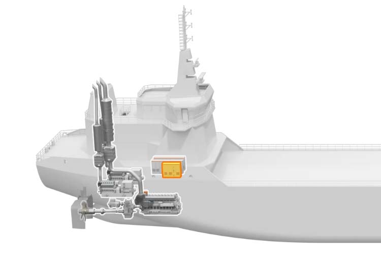 3D drawing of Battery-based ESS on a vessel