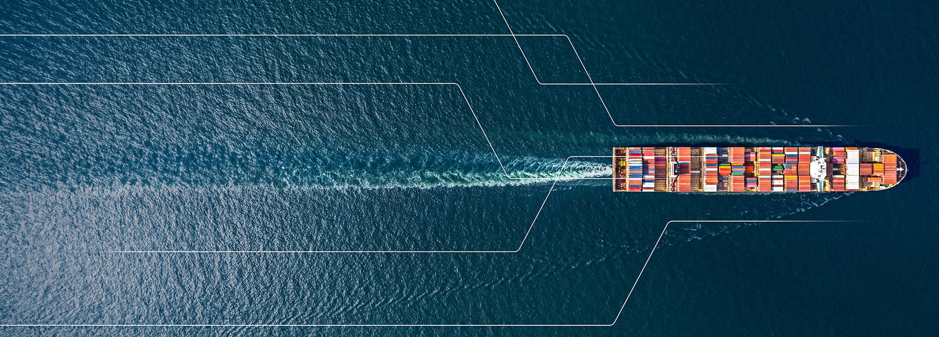 Aerial view of a container ship