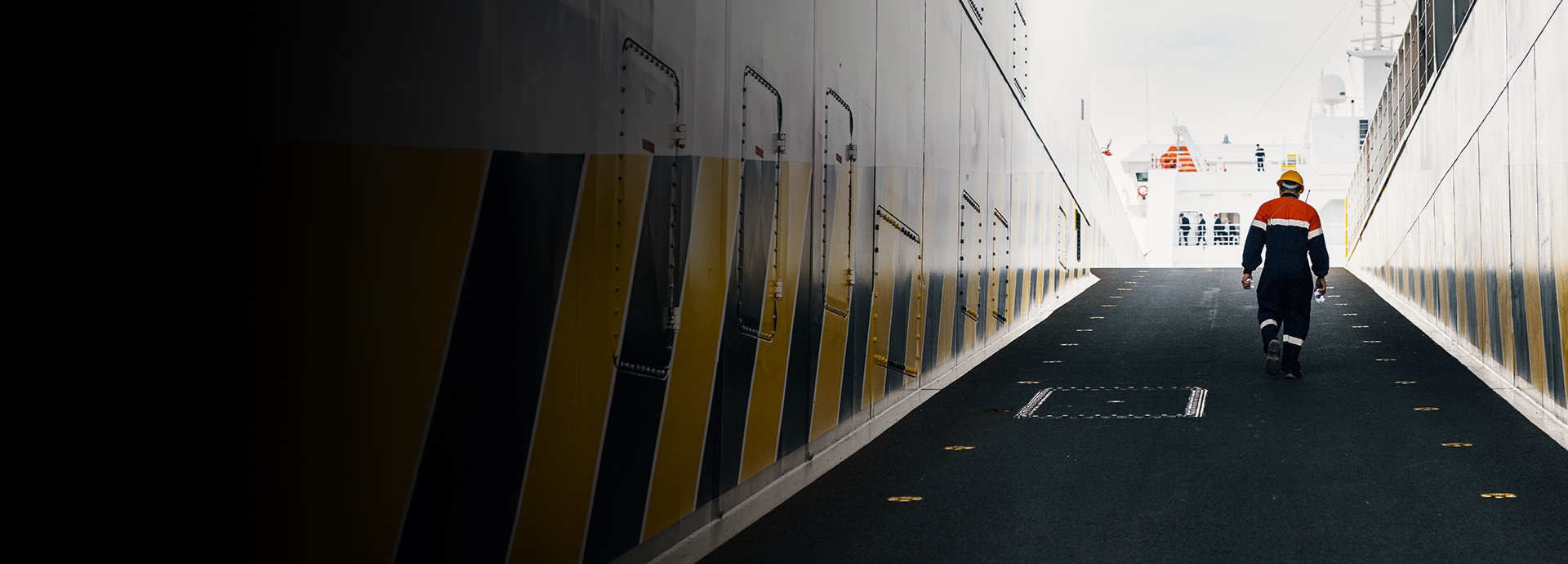 service employee walking on the Wallenius SOL RoRo vessel