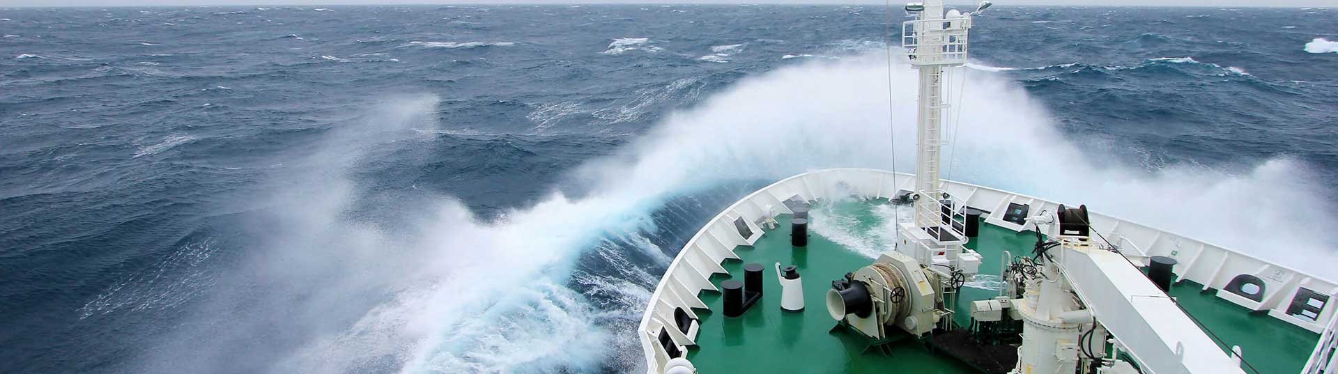 Ship bow in storm