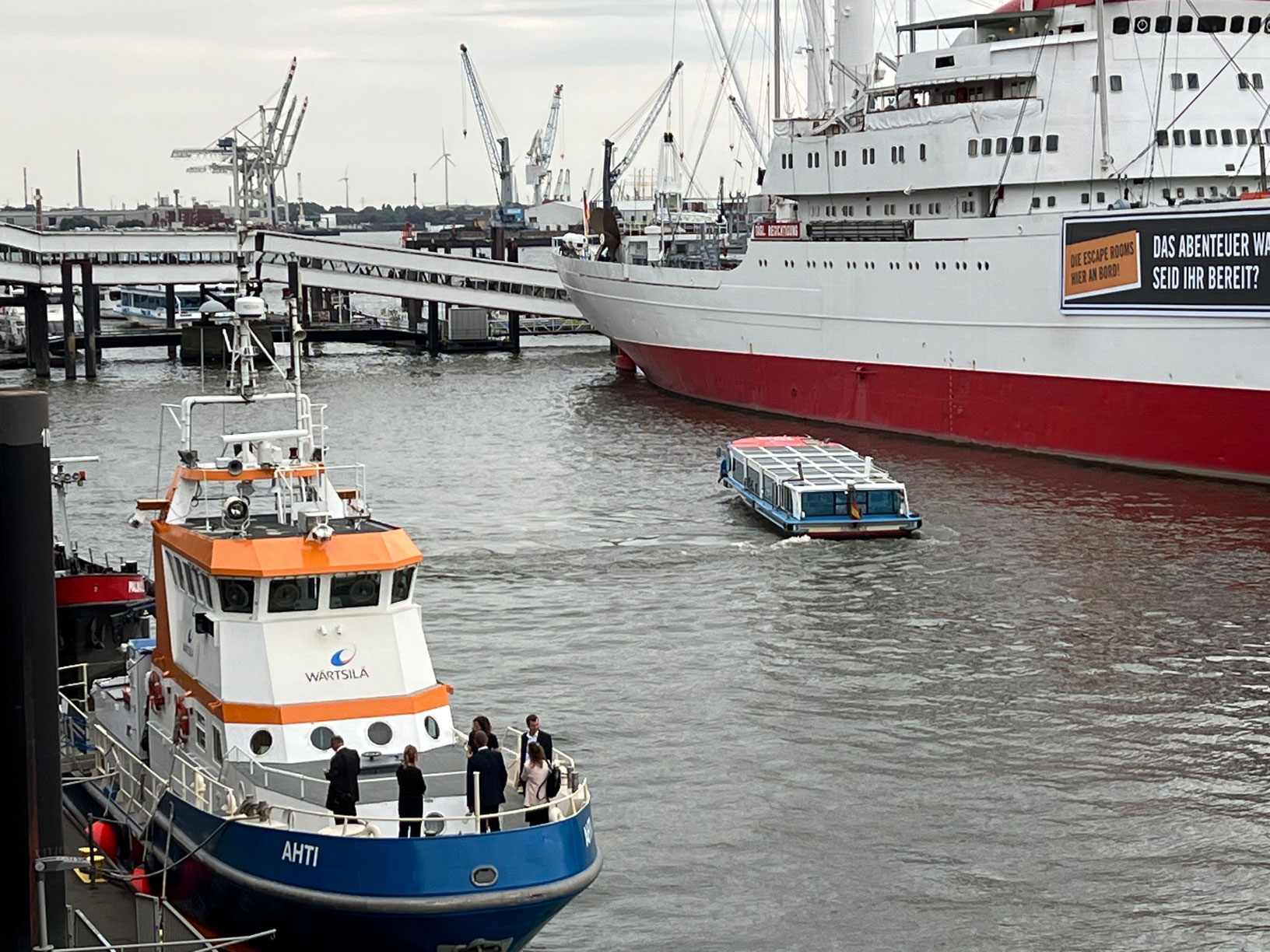 AHTI docked in Hamburg, next to the MS Cap San Diego.