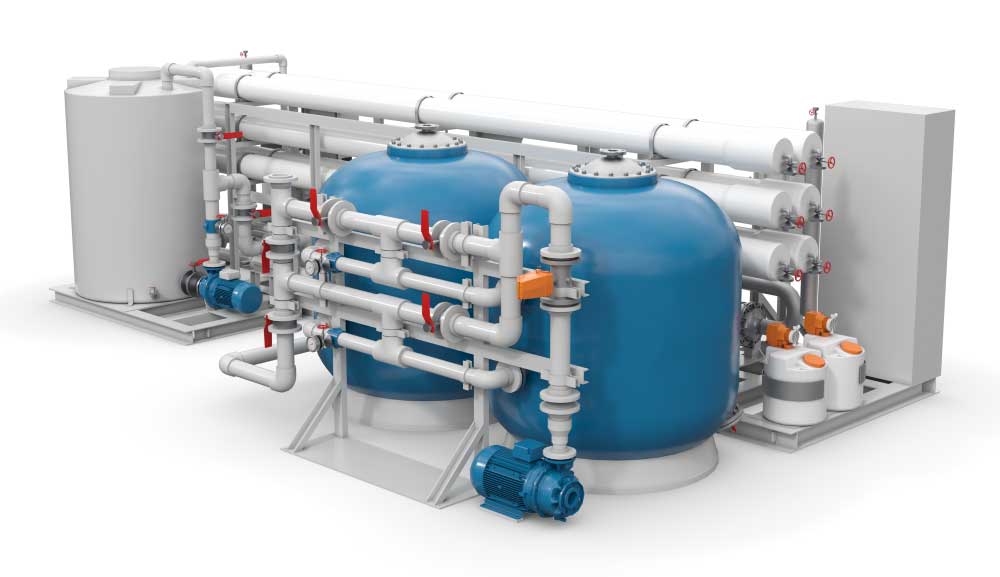 Example of reverse osmosis freshwater maker, reverse osmosis plant