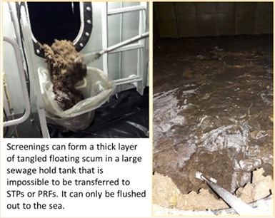 thick layer of floating scum impossible for STP or port reception facility (PRF) to collect