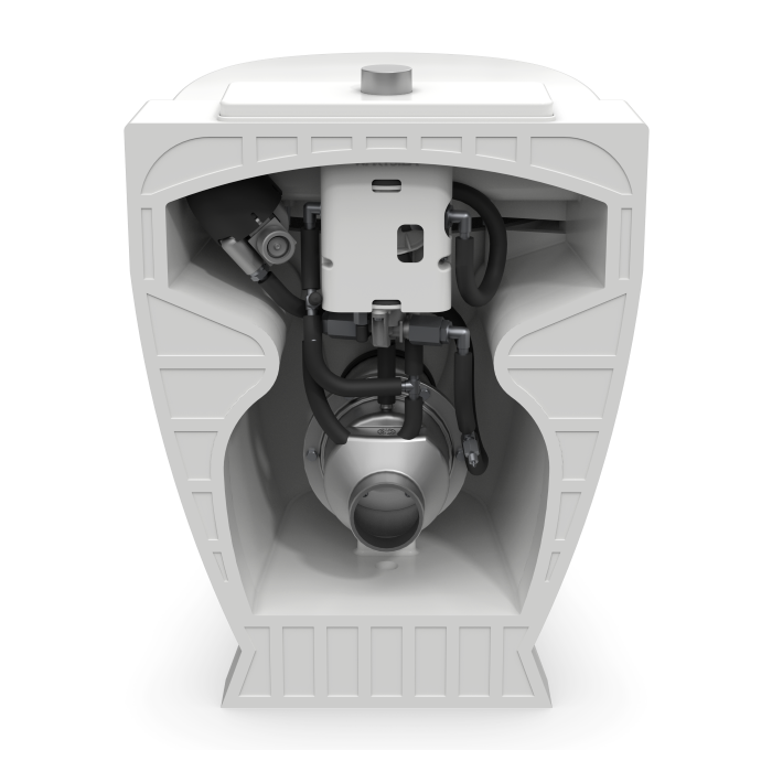 Wärtsilä Vacuum Toilet AVT13D | Rear view, deck mounted | Marine Toilet, Ship Toilet