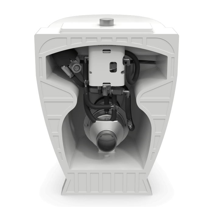 Wärtsilä Vacuum Toilet AVT13D | Rear view, deck mounted | Marine Toilet, Ship Toilet