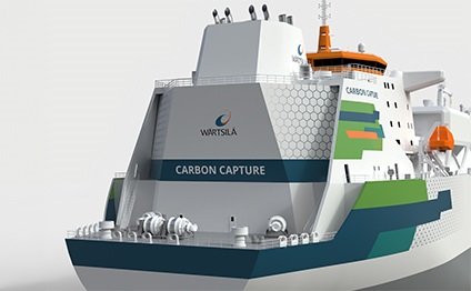3D rendering of a vessel with Carbon Capture and Storage