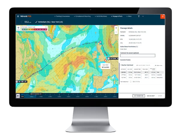 Voyage and ports app on screen