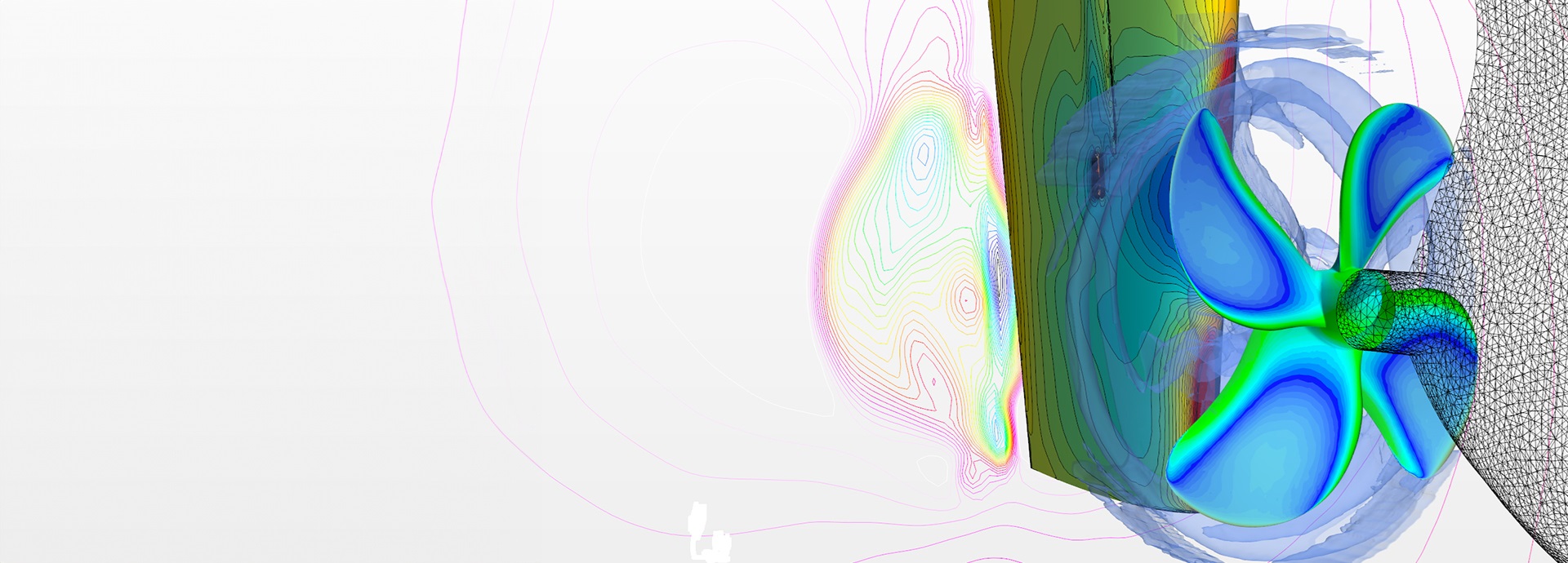 3D drawing of a propeller with flow lines