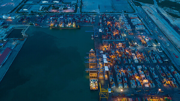 Port with container vessel