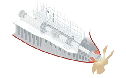 3D illustration ship hull with shaft