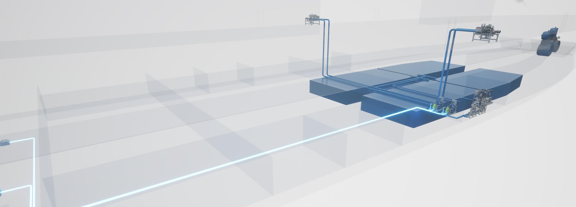 Methanol pipelines overview in 3D illustration