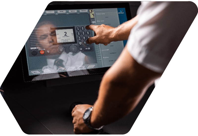 men using the Wärtsilä GMDSS Simulator