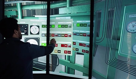 man using technological simulator